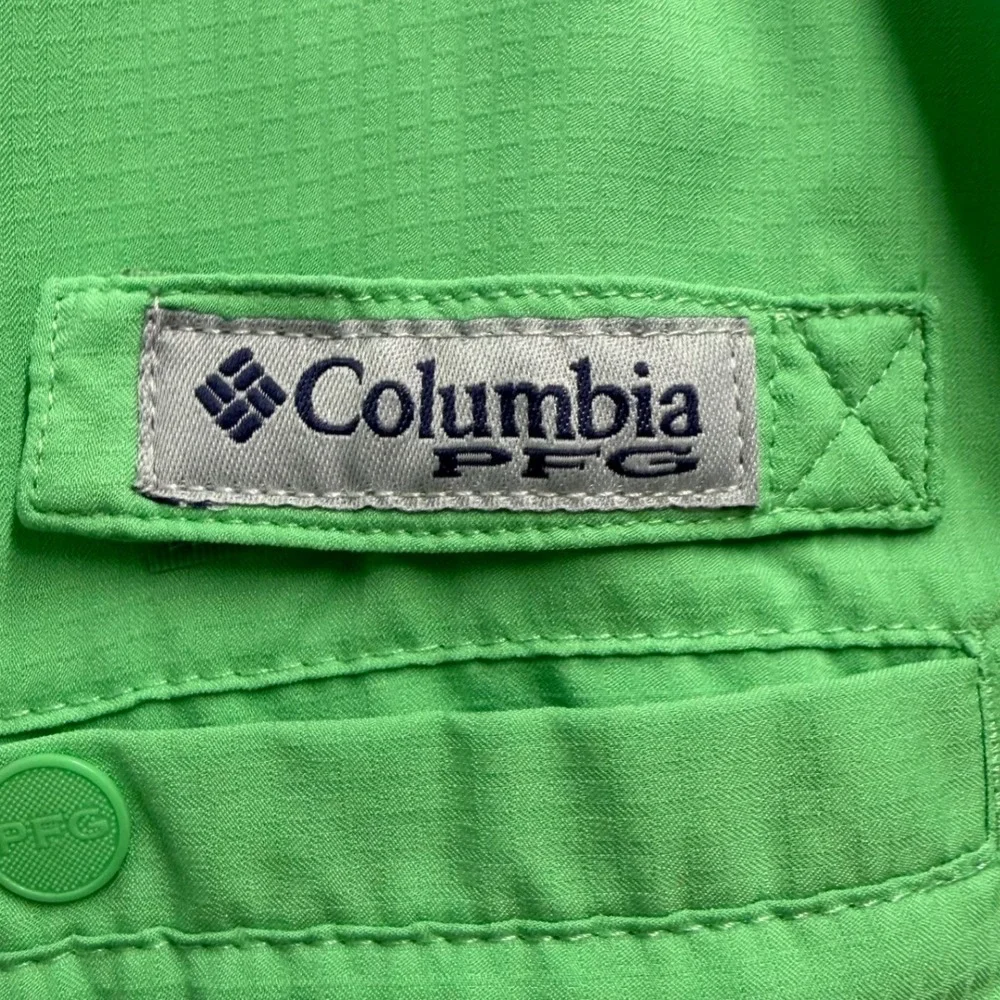 Columbia Shirt Men Large Tall Green PFG Tamiami II Omni Shade Short Sleeve Vent